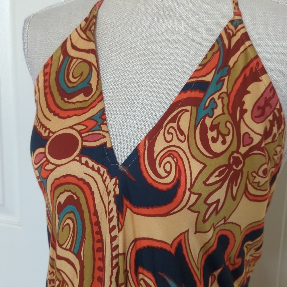 Lovestitch Asymmetrical Paisley Dress - Red and Gold - Picture 7 of 10